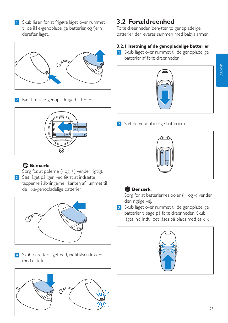 2 forældreenhed | Philips AVENT Écoute-bébé DECT User Manual | Page 25 / 294