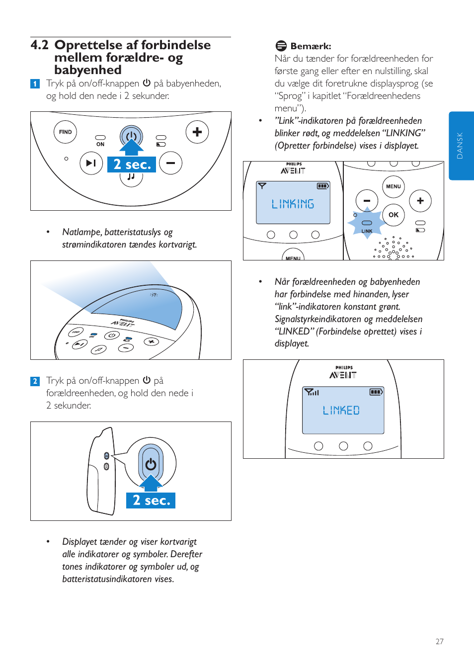 Philips AVENT Écoute-bébé DECT User Manual | Page 27 / 294