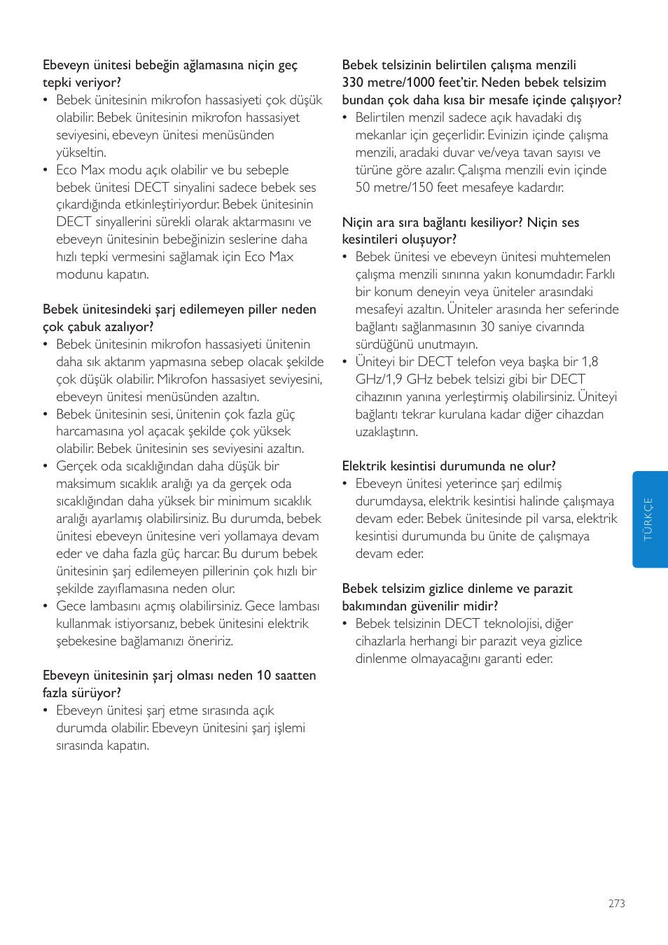 Philips AVENT Écoute-bébé DECT User Manual | Page 273 / 294