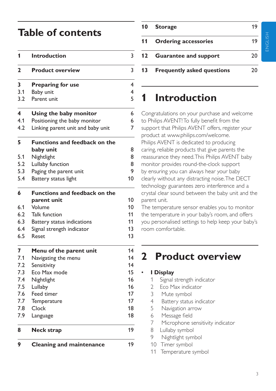 Philips AVENT Écoute-bébé DECT User Manual | Page 3 / 294