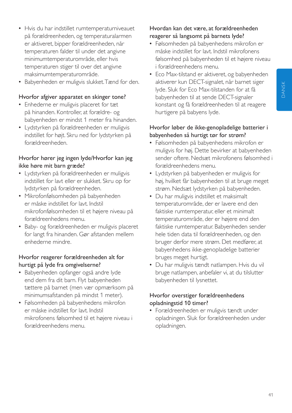 Philips AVENT Écoute-bébé DECT User Manual | Page 41 / 294