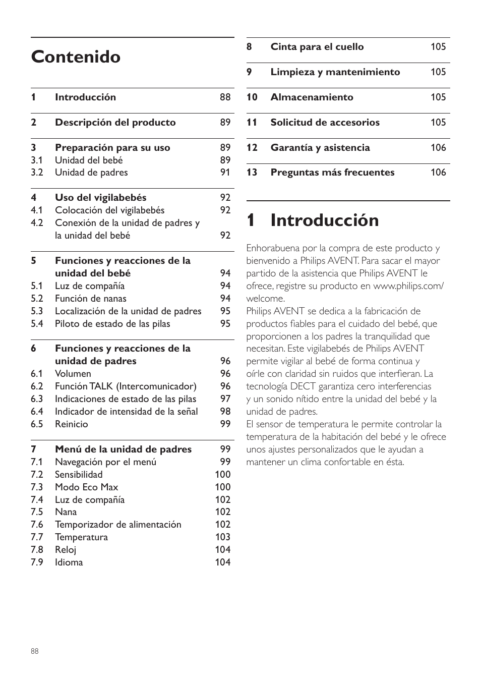 Philips AVENT Écoute-bébé DECT User Manual | Page 88 / 294