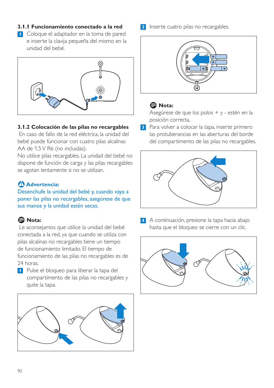 Philips AVENT Écoute-bébé DECT User Manual | Page 90 / 294