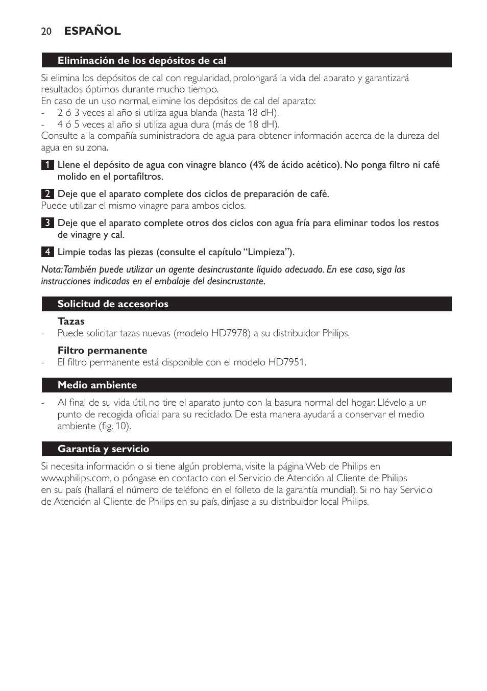 Philips Daily Collection Cafetière une tasse User Manual | Page 20 / 42