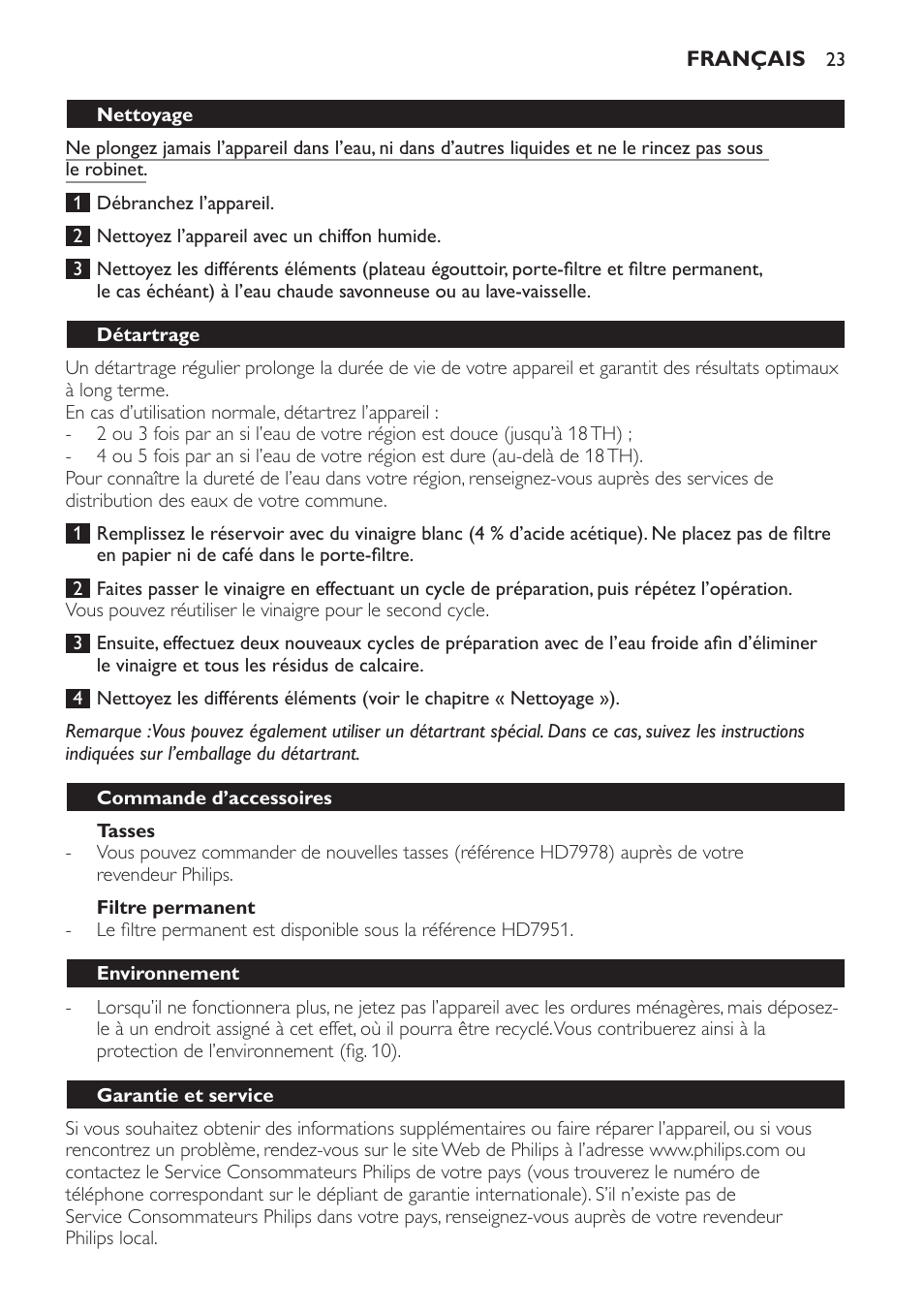 Philips Daily Collection Cafetière une tasse User Manual | Page 23 / 42