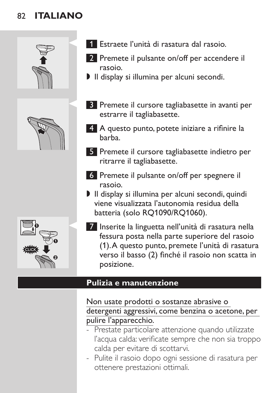 Pulizia e manutenzione | Philips Rasoir électrique User Manual | Page 80 / 140