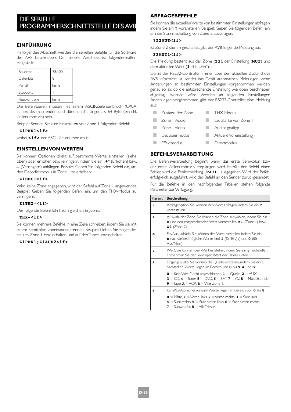 Die serielle programmierschnittstelle des av8 | Arcam AV8 User Manual | Page 120 / 176