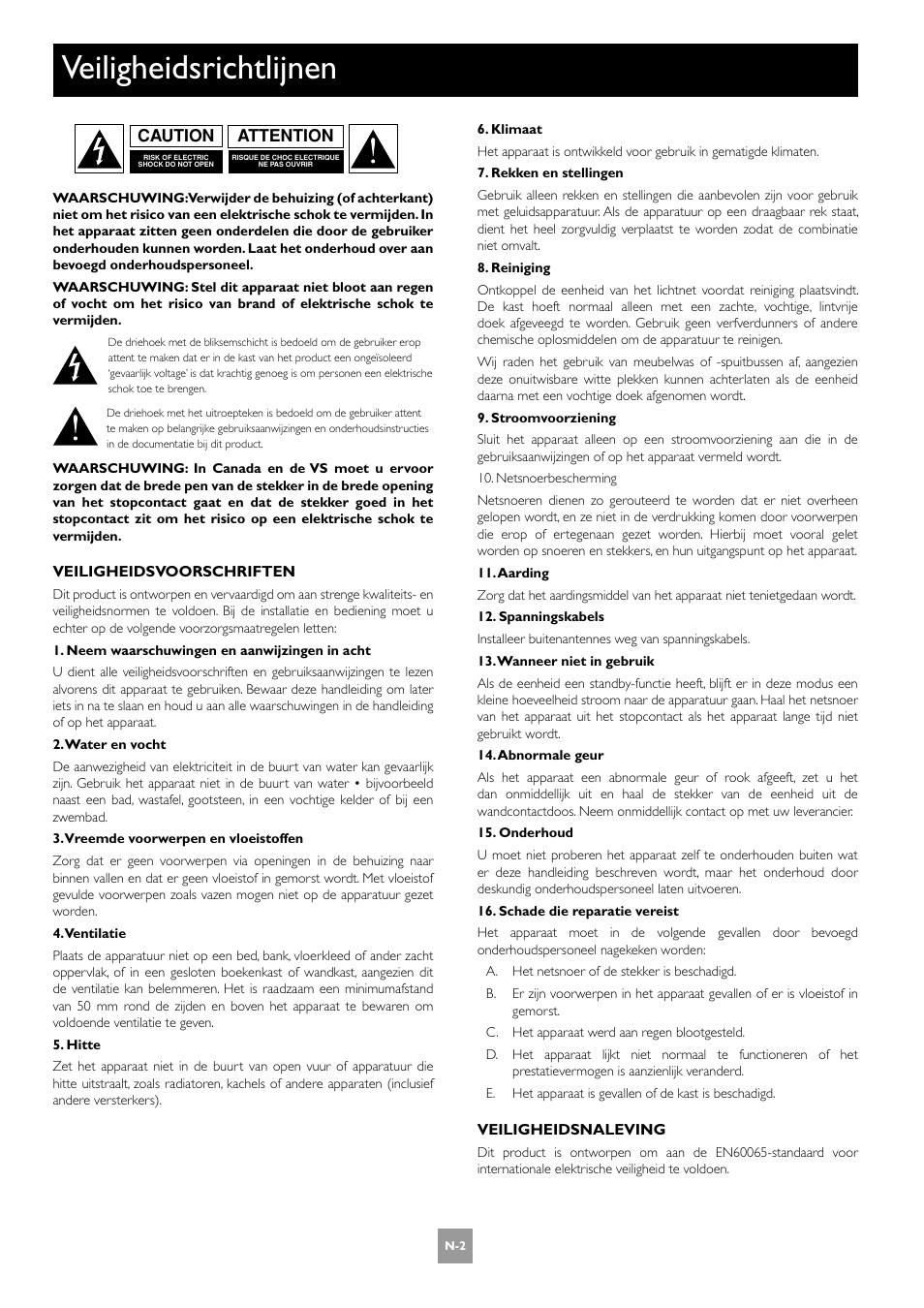 Veiligheidsrichtlijnen, Attention caution | Arcam AV8 User Manual | Page 130 / 176