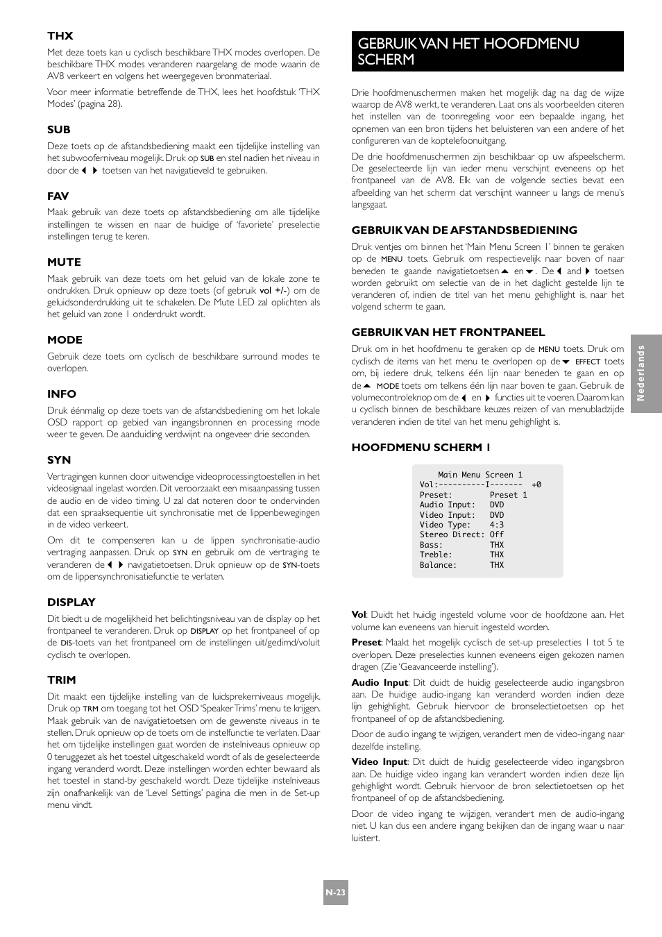 Gebruik van het hoofdmenu scherm | Arcam AV8 User Manual | Page 151 / 176