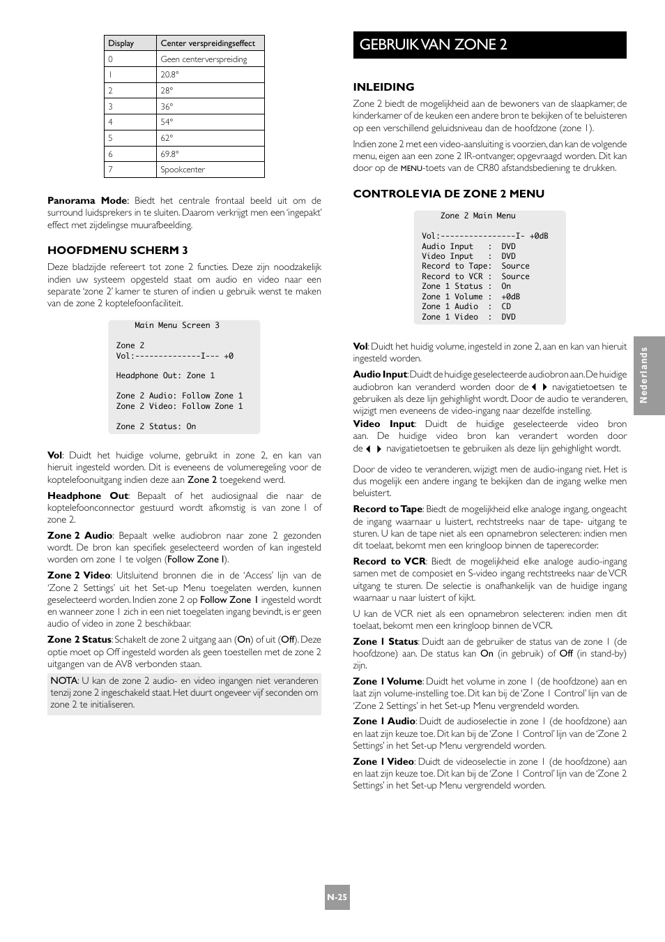 Gebruik van zone 2, N-25 | Arcam AV8 User Manual | Page 153 / 176