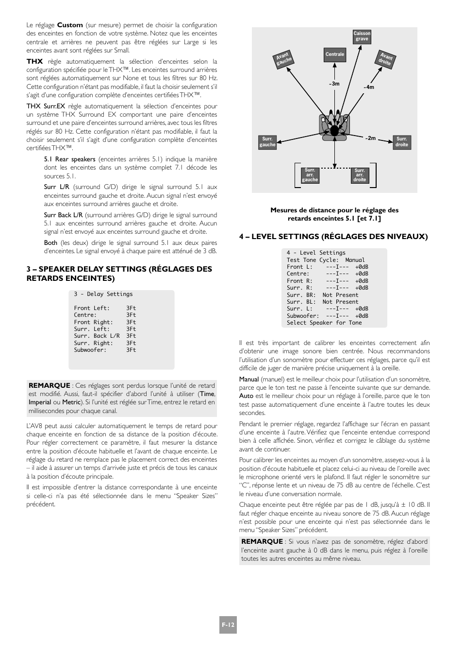 4 – level settings (réglages des niveaux) | Arcam AV8 User Manual | Page 54 / 176