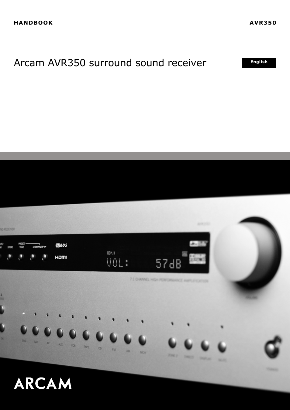 Arcam Surround Sound Receiver AVR350 User Manual | 48 pages