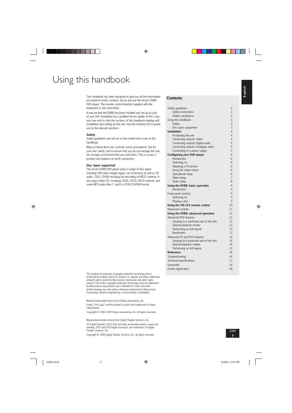 Using this handbook | Arcam DVD player DV88 User Manual | Page 3 / 18