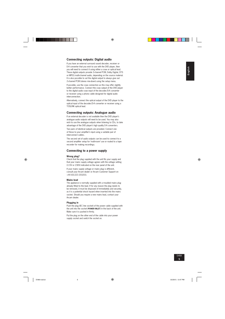 Arcam DVD player DV88 User Manual | Page 5 / 18