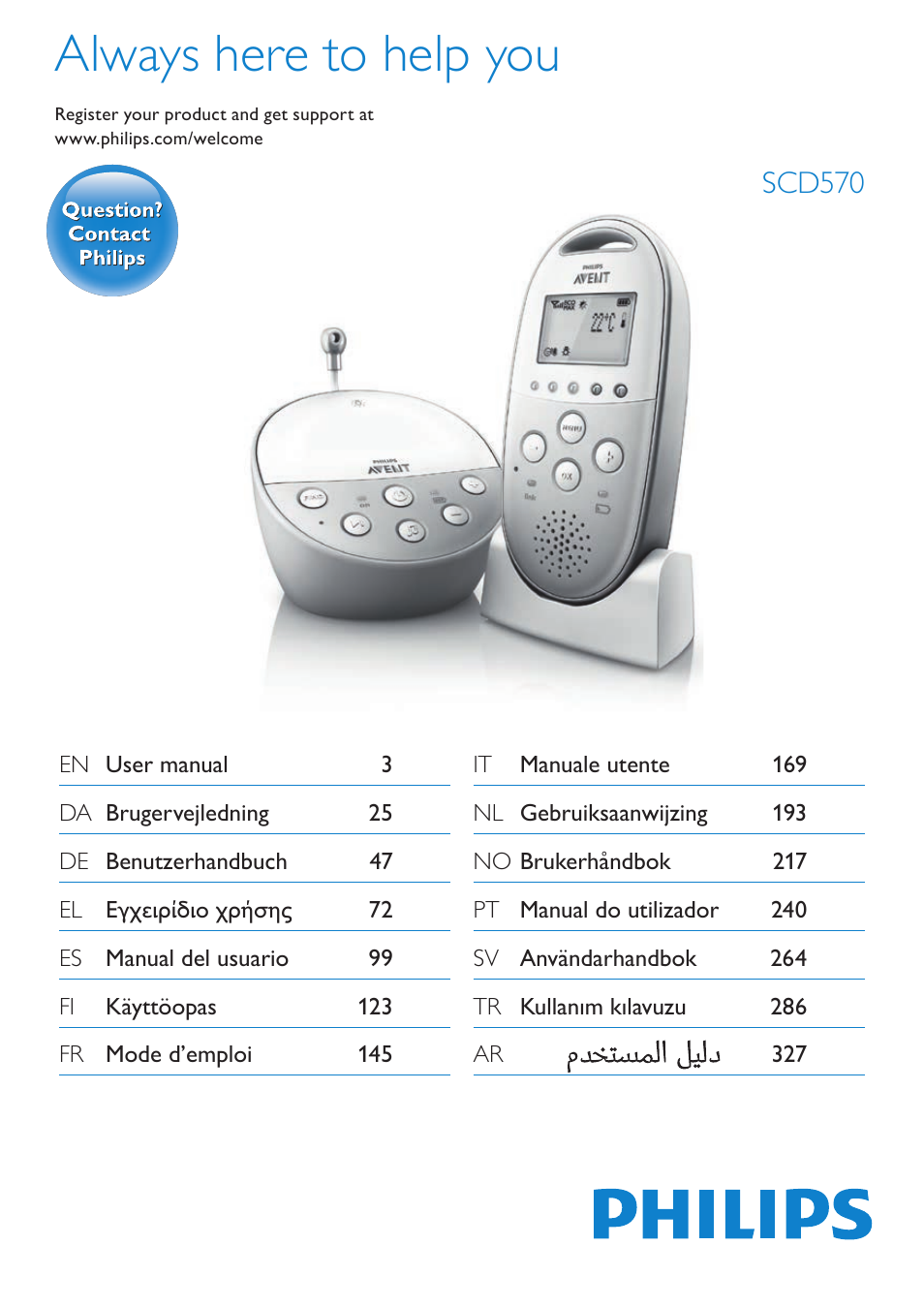 Philips AVENT Écoute-bébé DECT User Manual | 328 pages