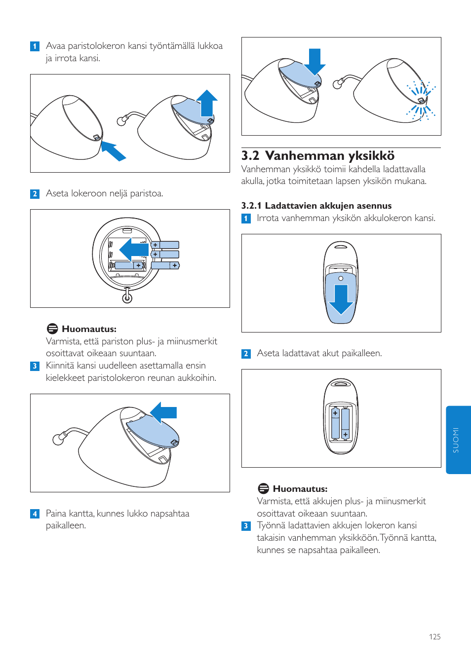 2 vanhemman yksikkö | Philips AVENT Écoute-bébé DECT User Manual | Page 125 / 328