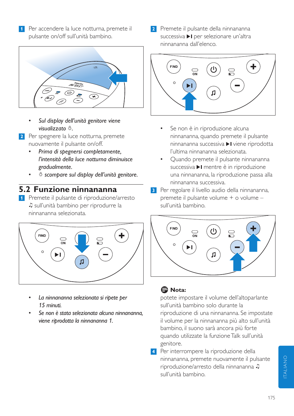 2 funzione ninnananna | Philips AVENT Écoute-bébé DECT User Manual | Page 175 / 328