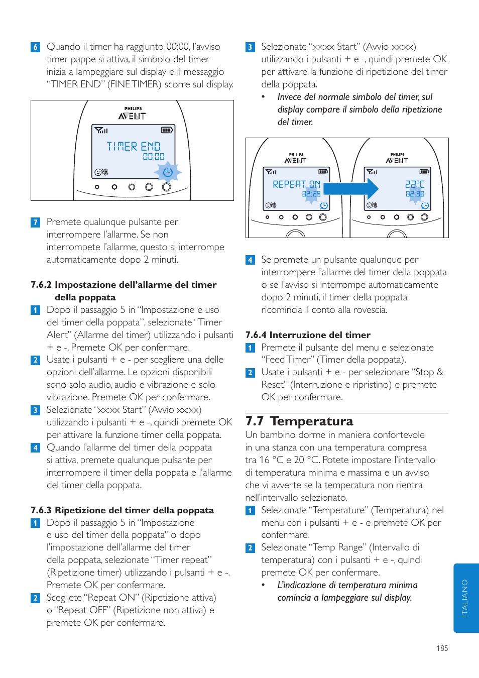 7 temperatura | Philips AVENT Écoute-bébé DECT User Manual | Page 185 / 328