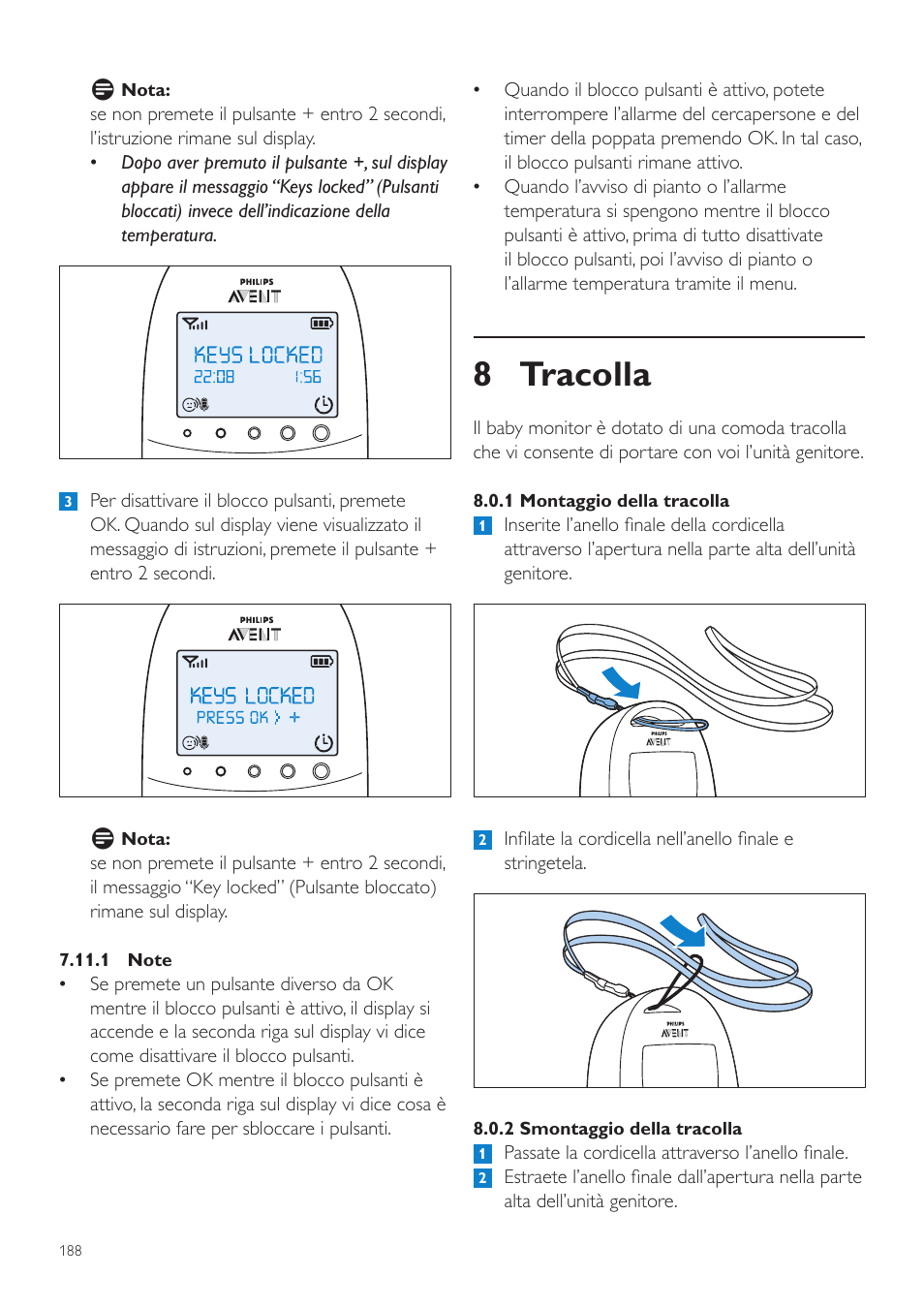 8 tracolla | Philips AVENT Écoute-bébé DECT User Manual | Page 188 / 328