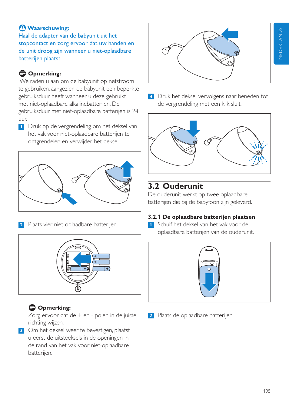 2 ouderunit | Philips AVENT Écoute-bébé DECT User Manual | Page 195 / 328