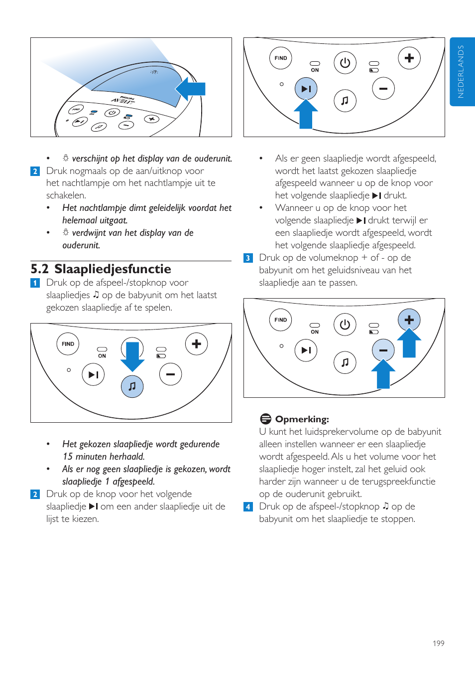 2 slaapliedjesfunctie | Philips AVENT Écoute-bébé DECT User Manual | Page 199 / 328