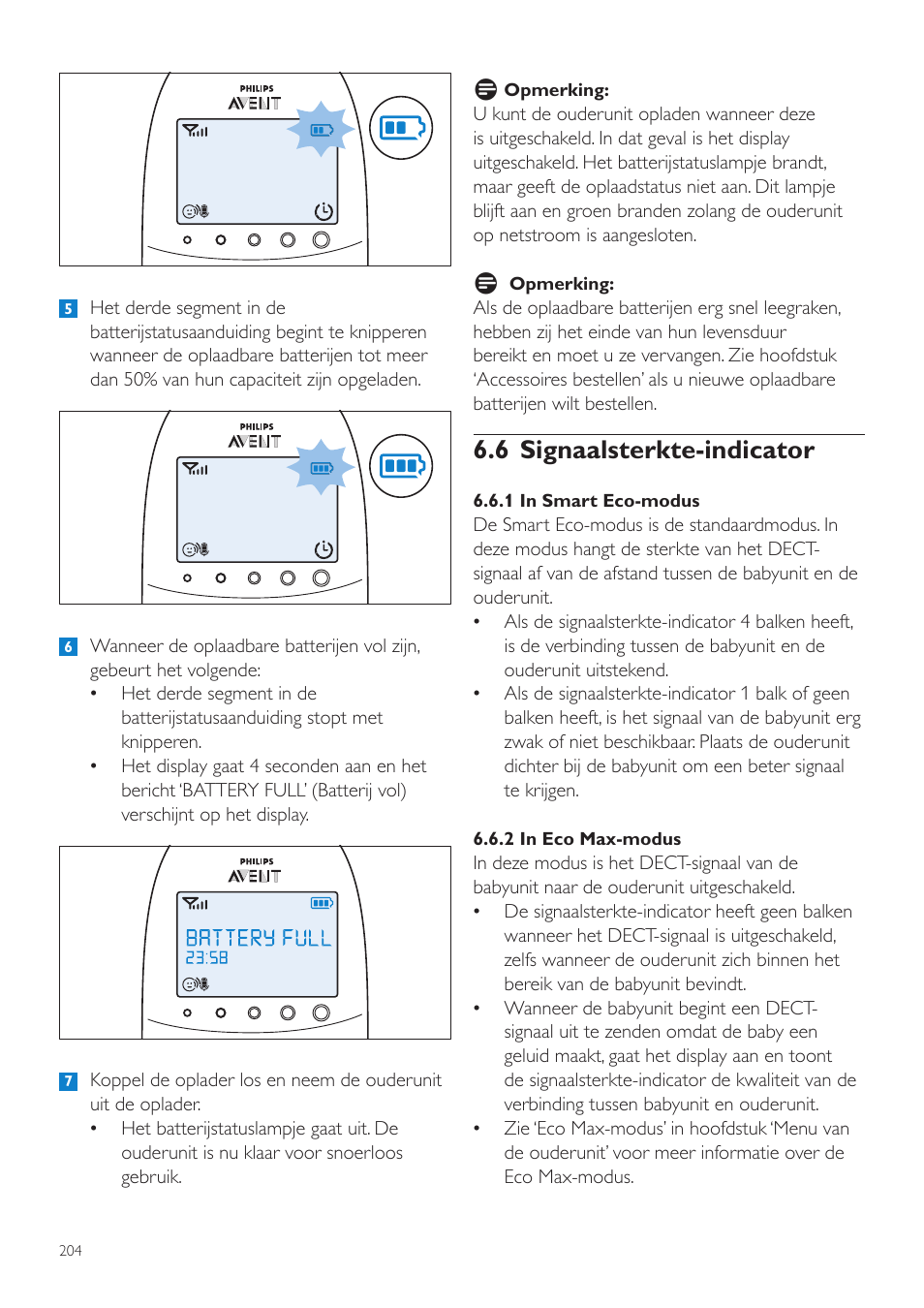 6 signaalsterkte-indicator | Philips AVENT Écoute-bébé DECT User Manual | Page 204 / 328