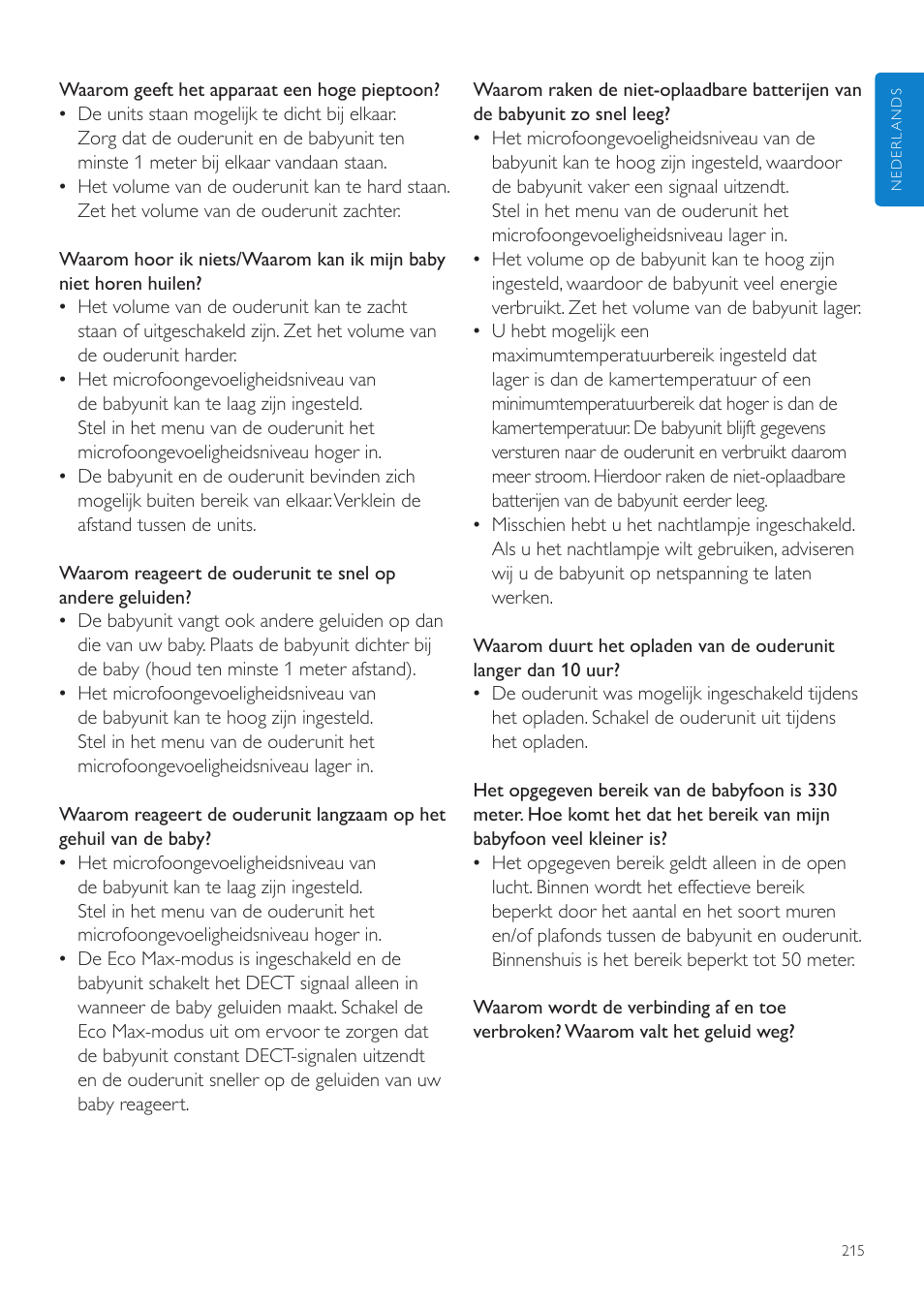 Philips AVENT Écoute-bébé DECT User Manual | Page 215 / 328