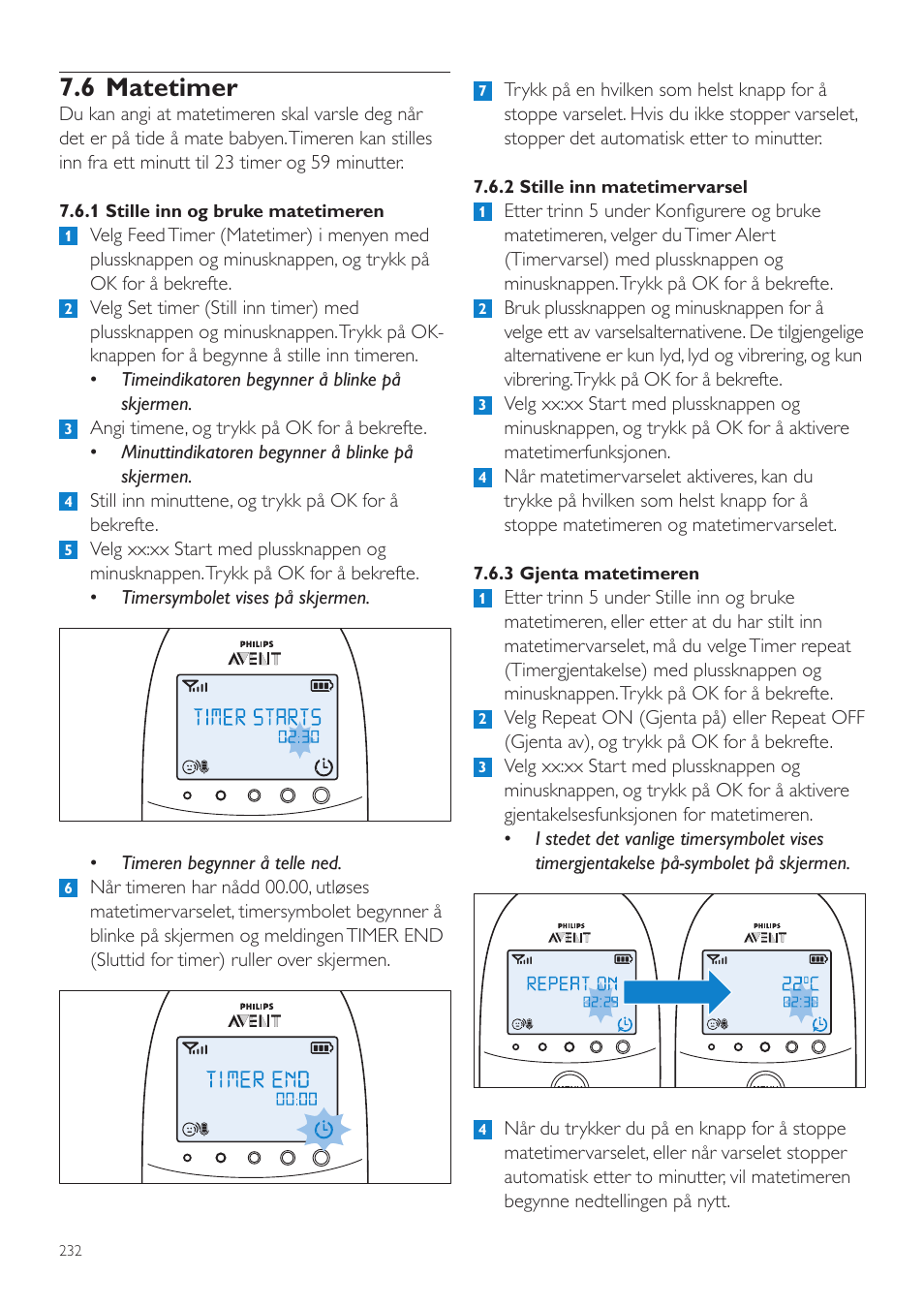 6 matetimer | Philips AVENT Écoute-bébé DECT User Manual | Page 232 / 328