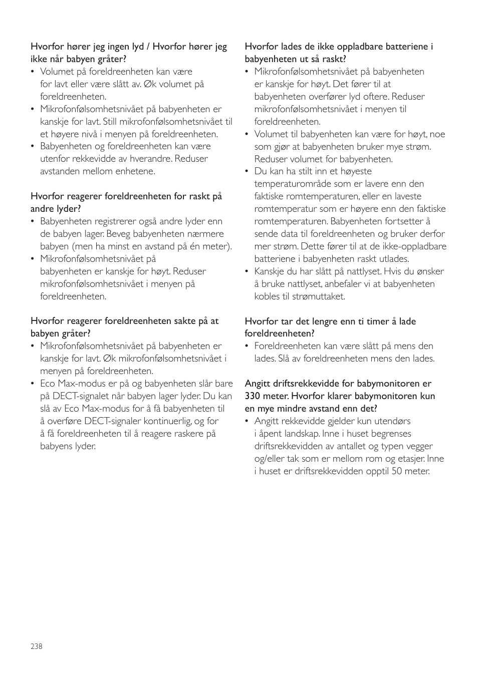 Philips AVENT Écoute-bébé DECT User Manual | Page 238 / 328