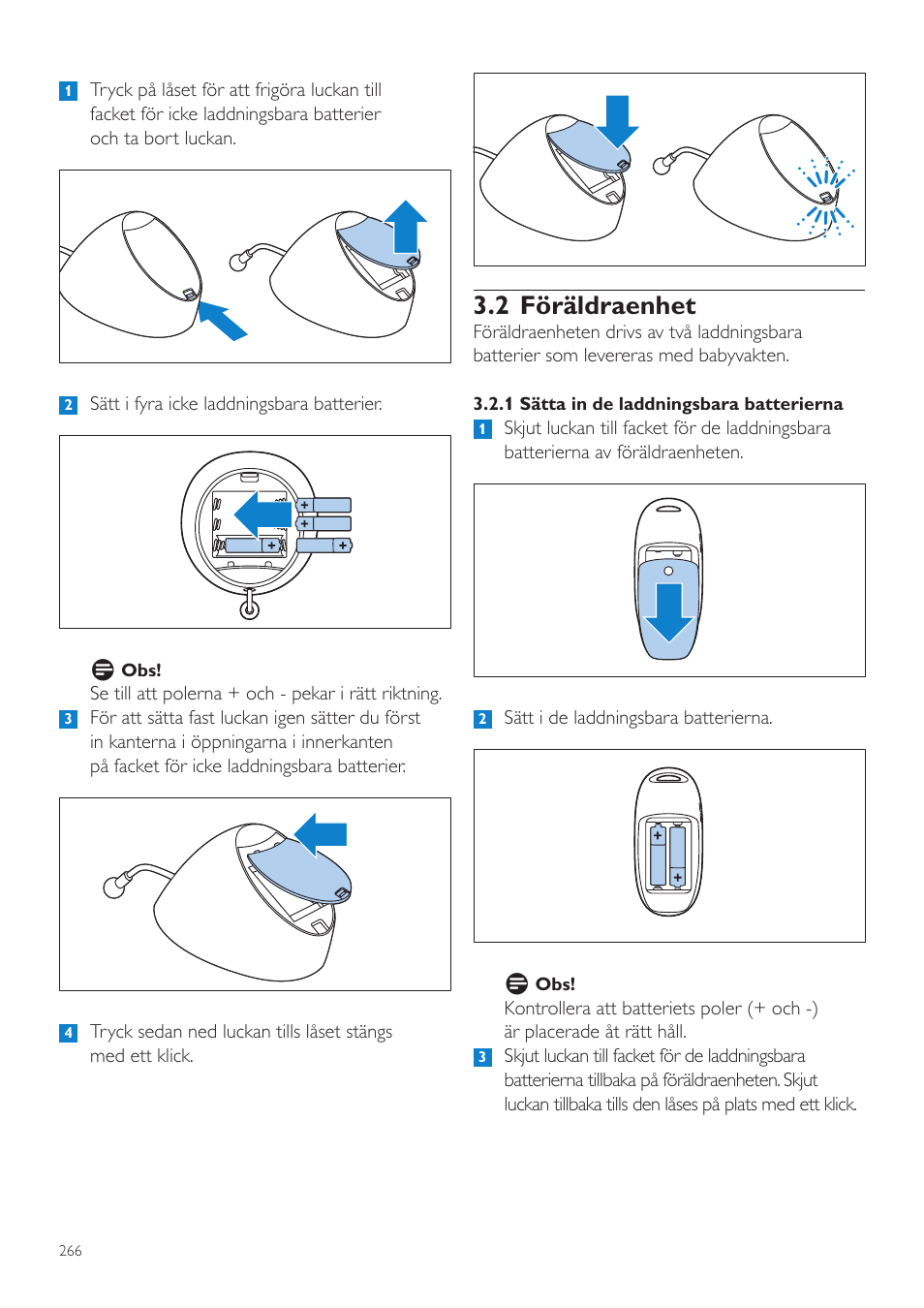 2 föräldraenhet | Philips AVENT Écoute-bébé DECT User Manual | Page 266 / 328