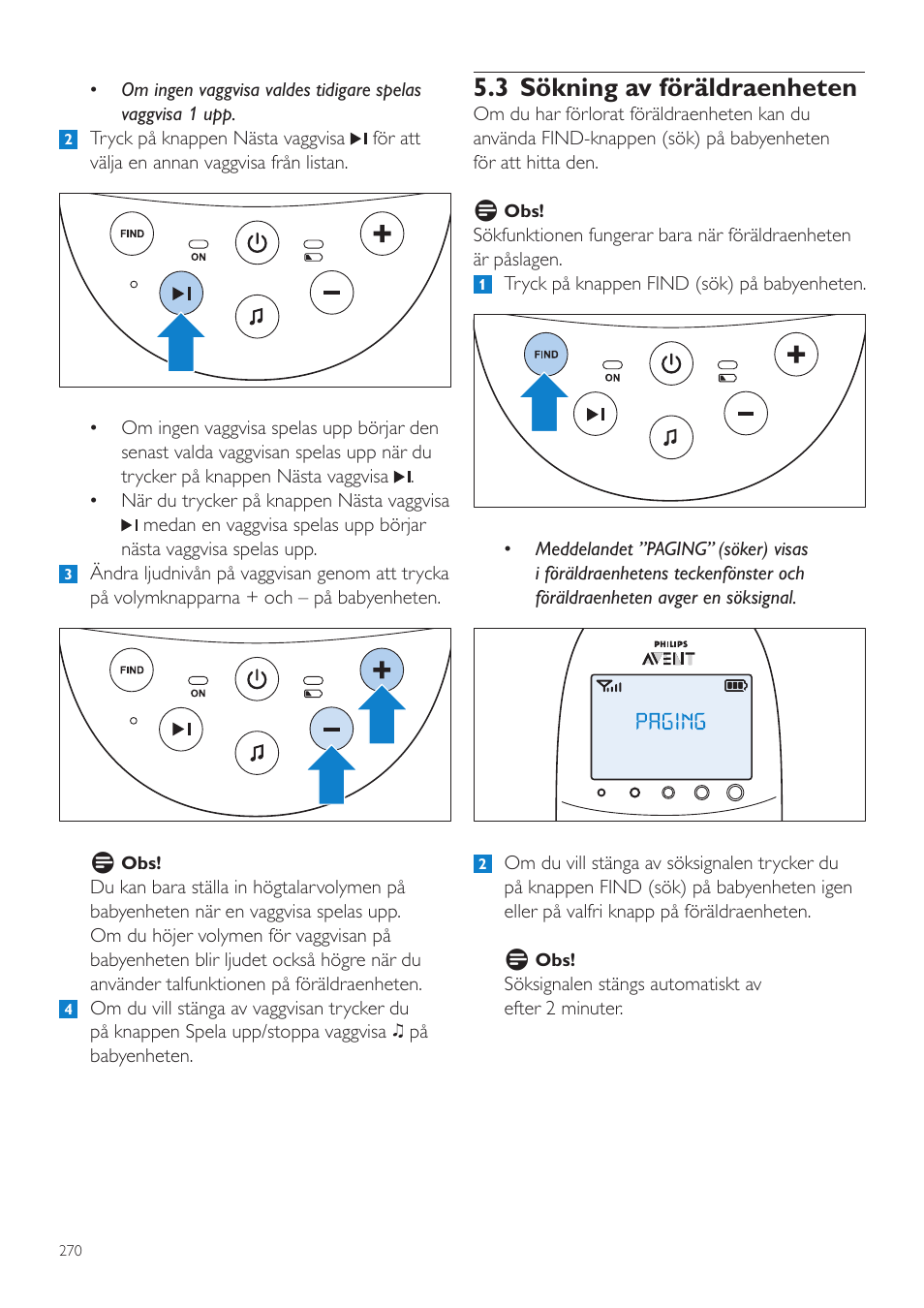 3 sökning av föräldraenheten | Philips AVENT Écoute-bébé DECT User Manual | Page 270 / 328