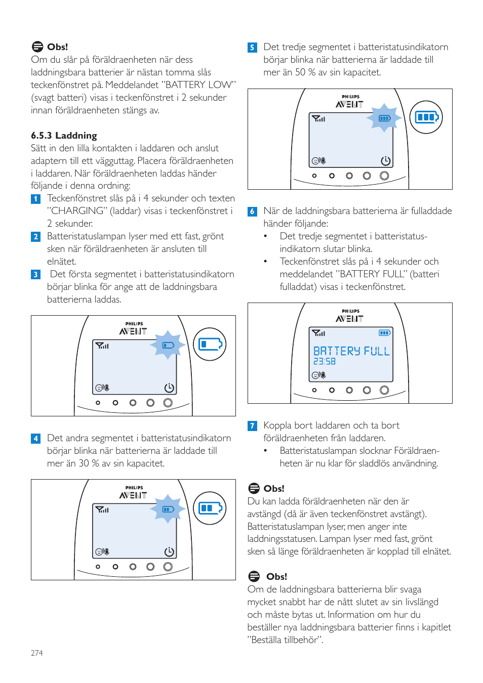 Philips AVENT Écoute-bébé DECT User Manual | Page 274 / 328