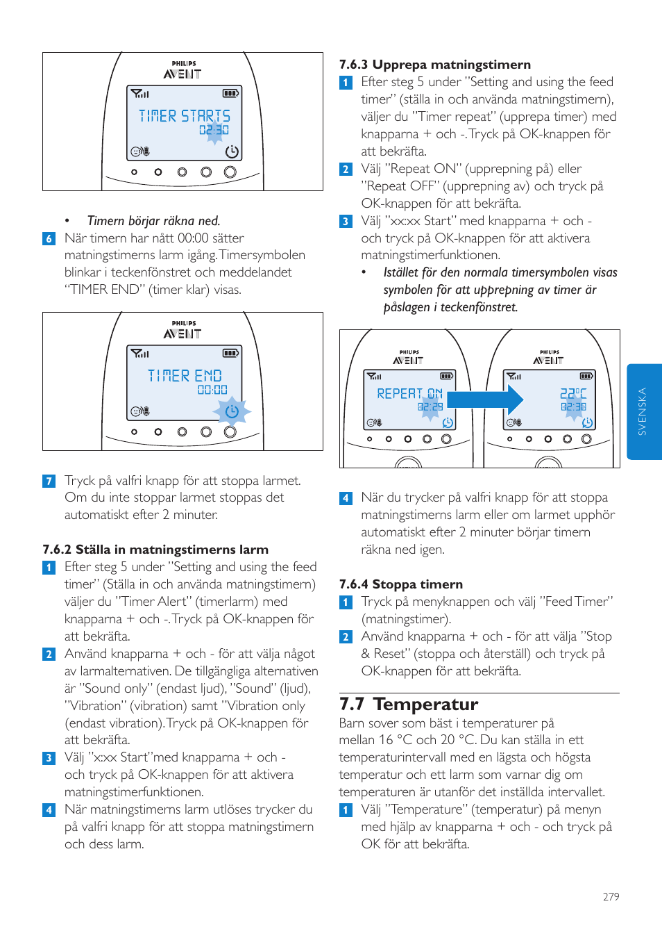 7 temperatur | Philips AVENT Écoute-bébé DECT User Manual | Page 279 / 328