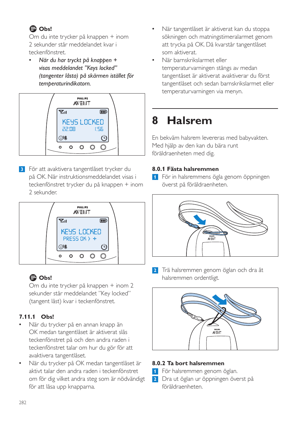 8 halsrem | Philips AVENT Écoute-bébé DECT User Manual | Page 282 / 328