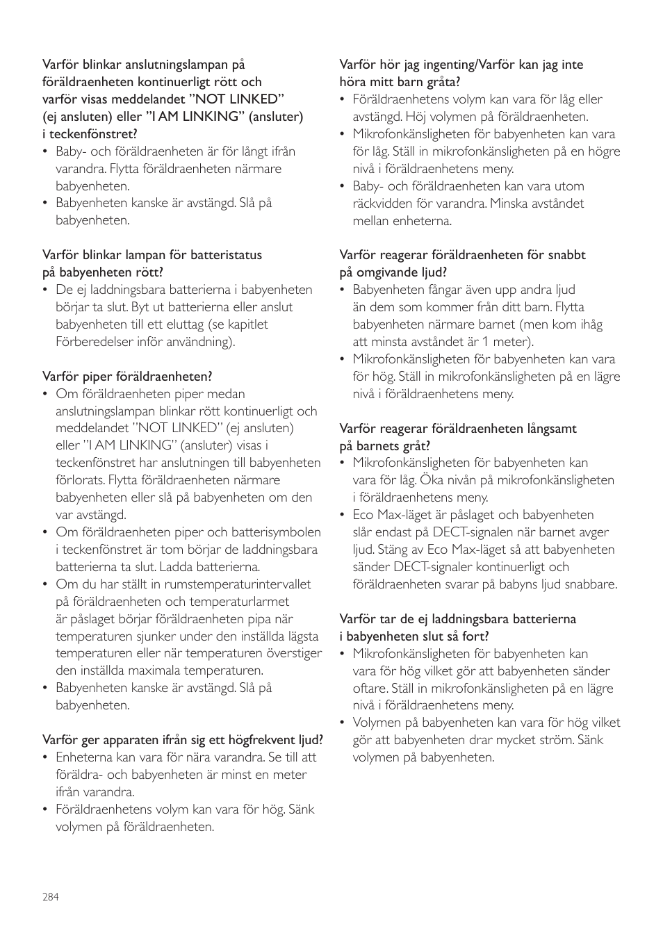 Philips AVENT Écoute-bébé DECT User Manual | Page 284 / 328