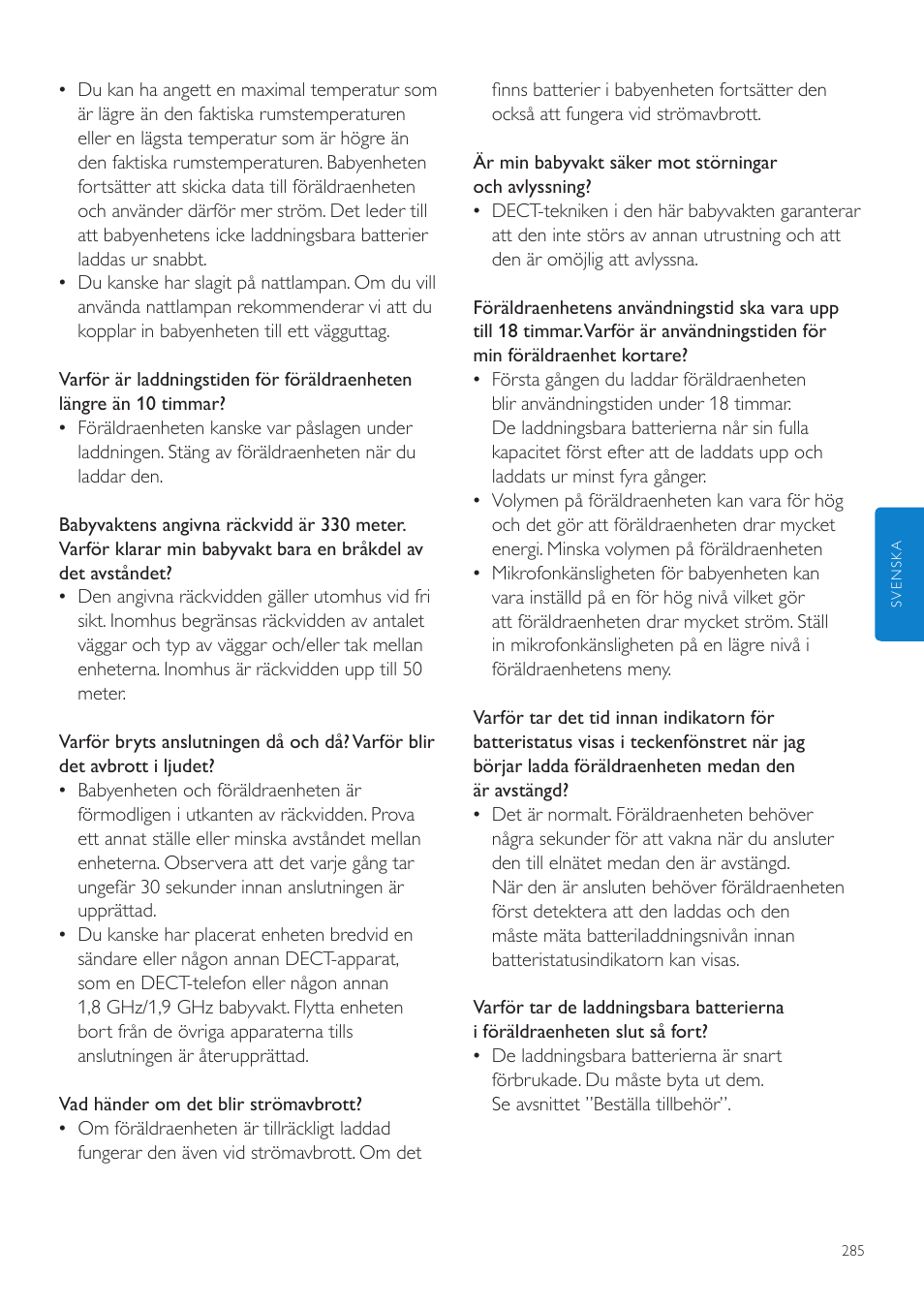 Philips AVENT Écoute-bébé DECT User Manual | Page 285 / 328