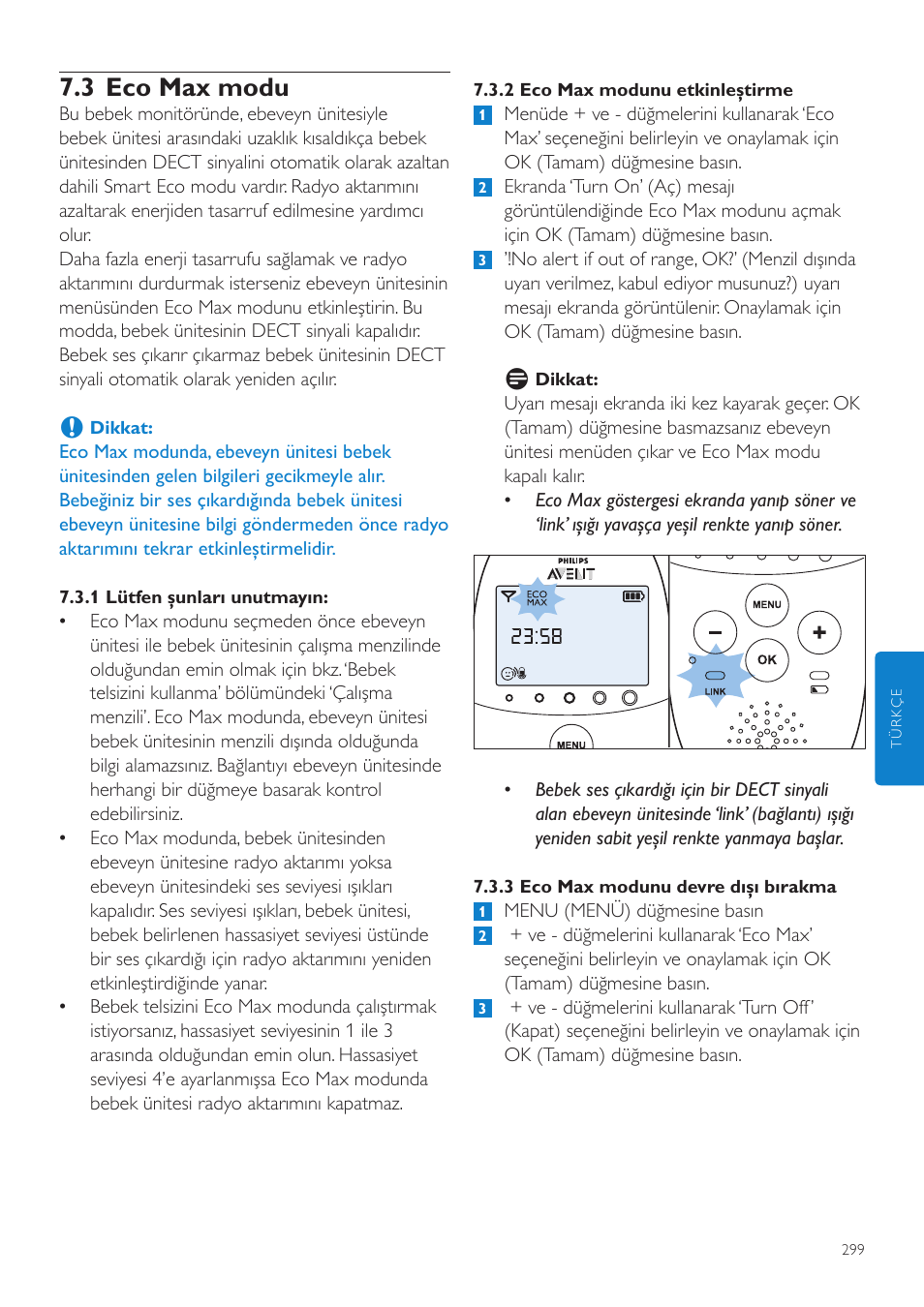 3 eco max modu | Philips AVENT Écoute-bébé DECT User Manual | Page 299 / 328