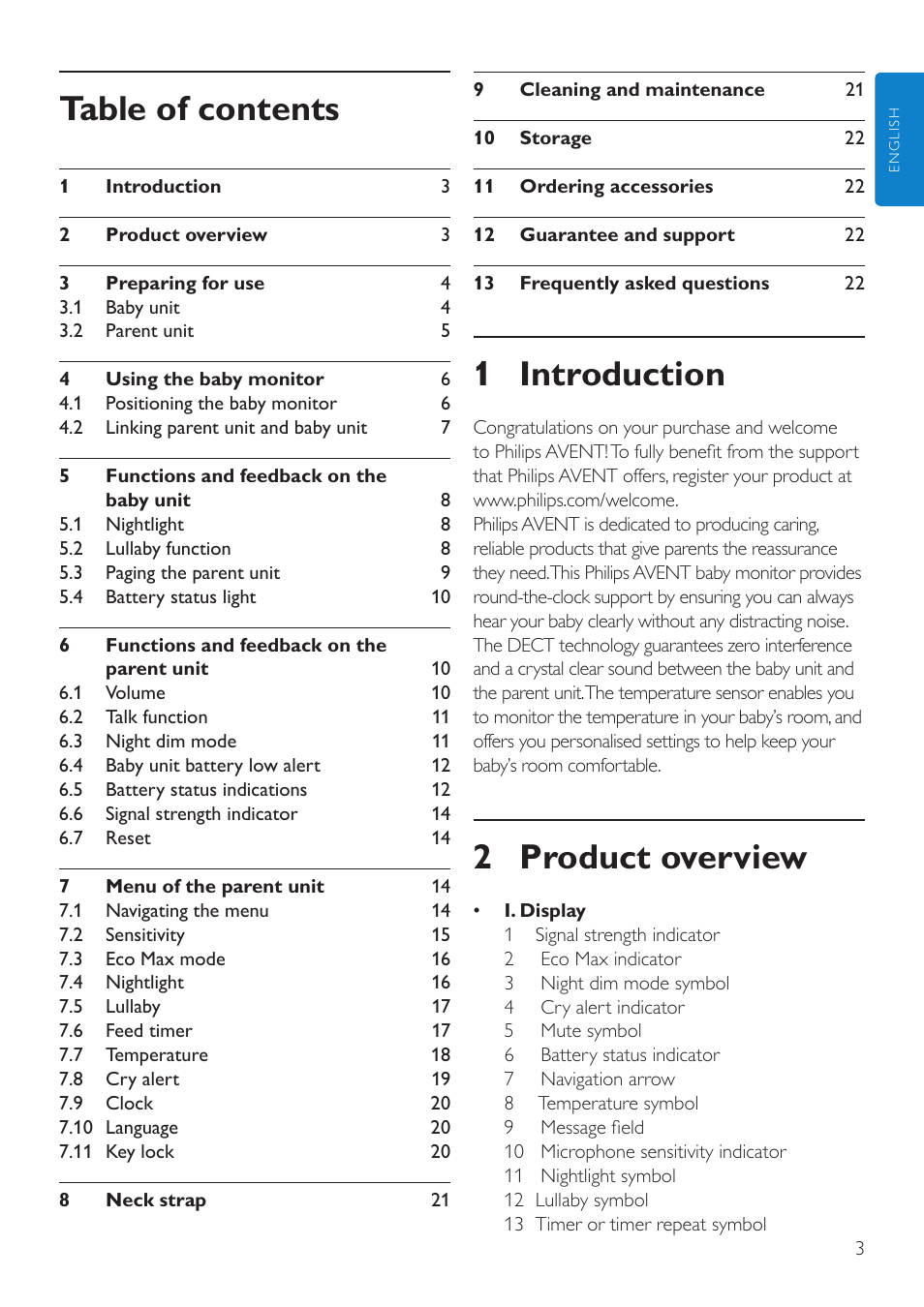 Philips AVENT Écoute-bébé DECT User Manual | Page 3 / 328