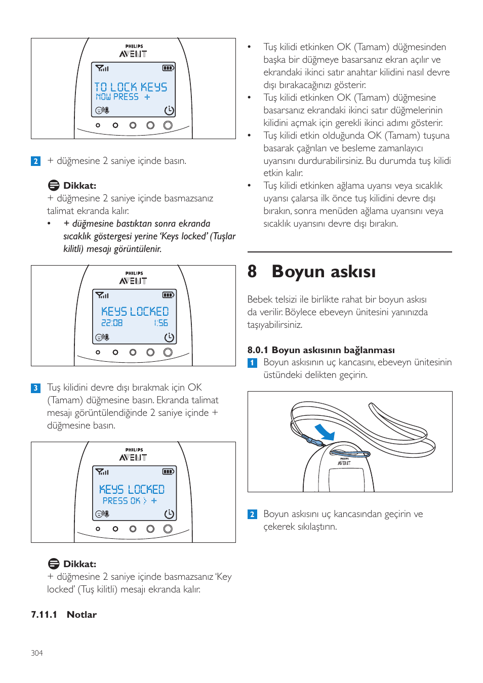 8 boyun askısı | Philips AVENT Écoute-bébé DECT User Manual | Page 304 / 328