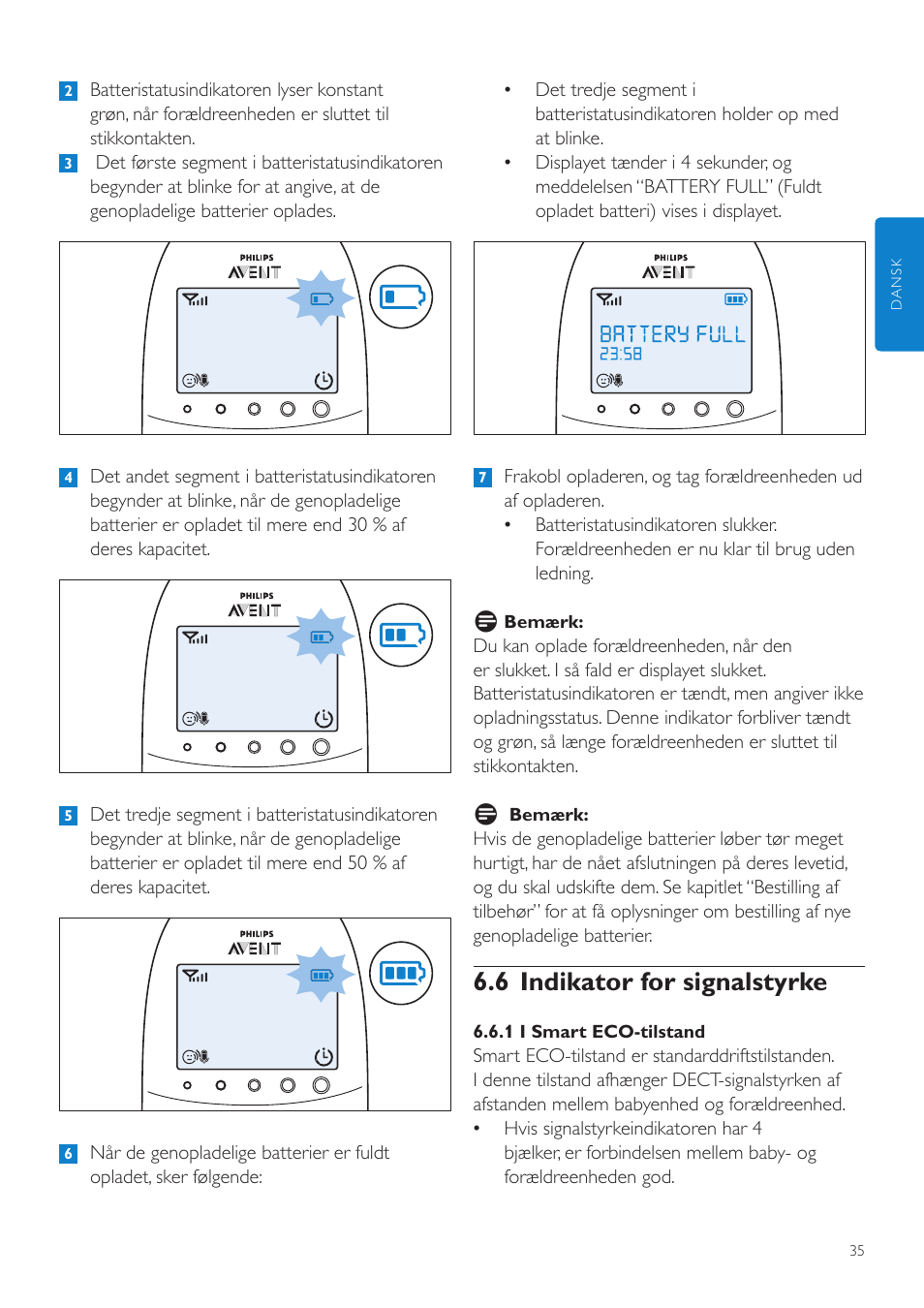 6 indikator for signalstyrke | Philips AVENT Écoute-bébé DECT User Manual | Page 35 / 328