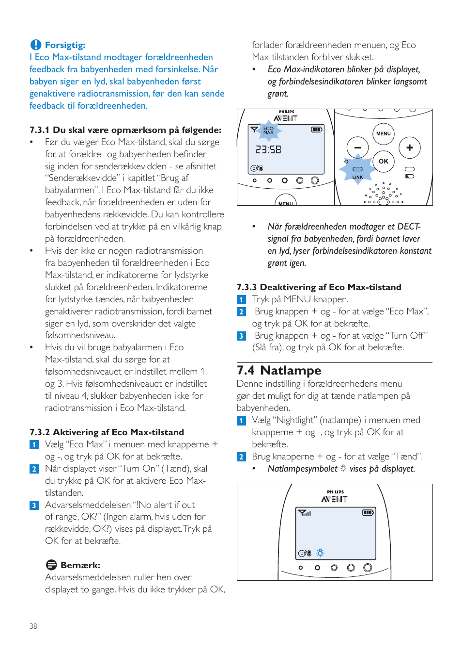 4 natlampe | Philips AVENT Écoute-bébé DECT User Manual | Page 38 / 328