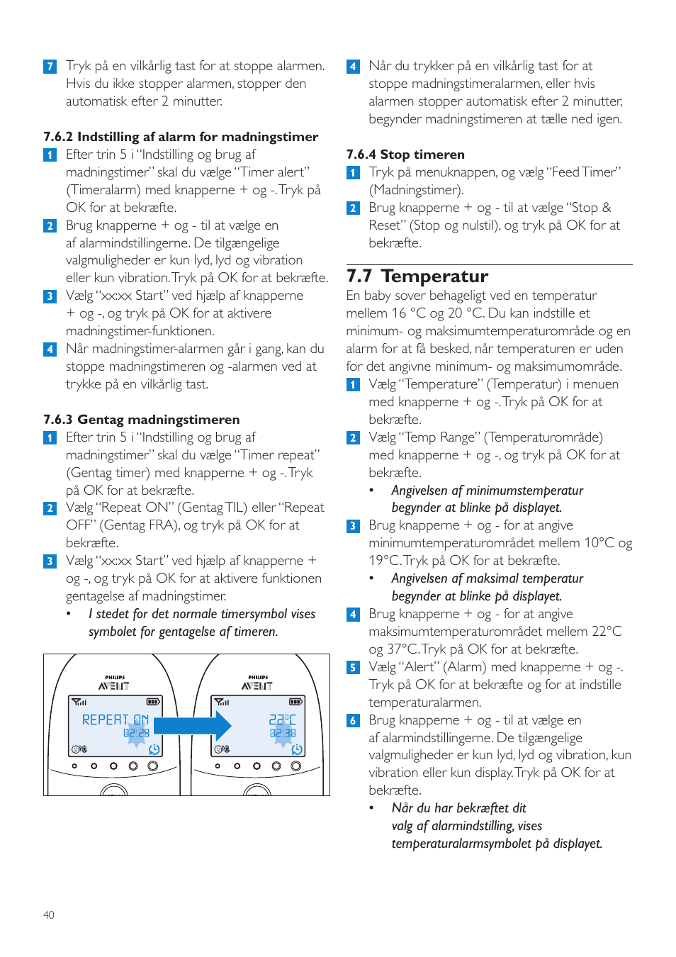 7 temperatur | Philips AVENT Écoute-bébé DECT User Manual | Page 40 / 328