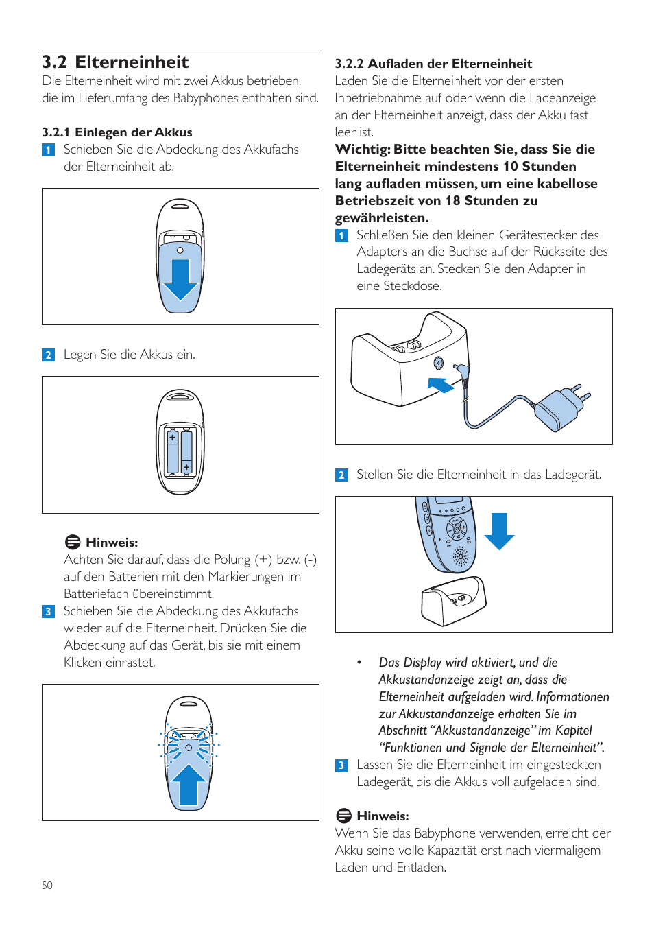 2 elterneinheit | Philips AVENT Écoute-bébé DECT User Manual | Page 50 / 328