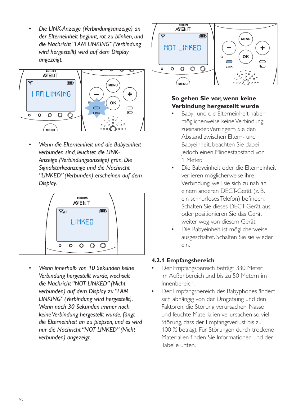 Philips AVENT Écoute-bébé DECT User Manual | Page 52 / 328