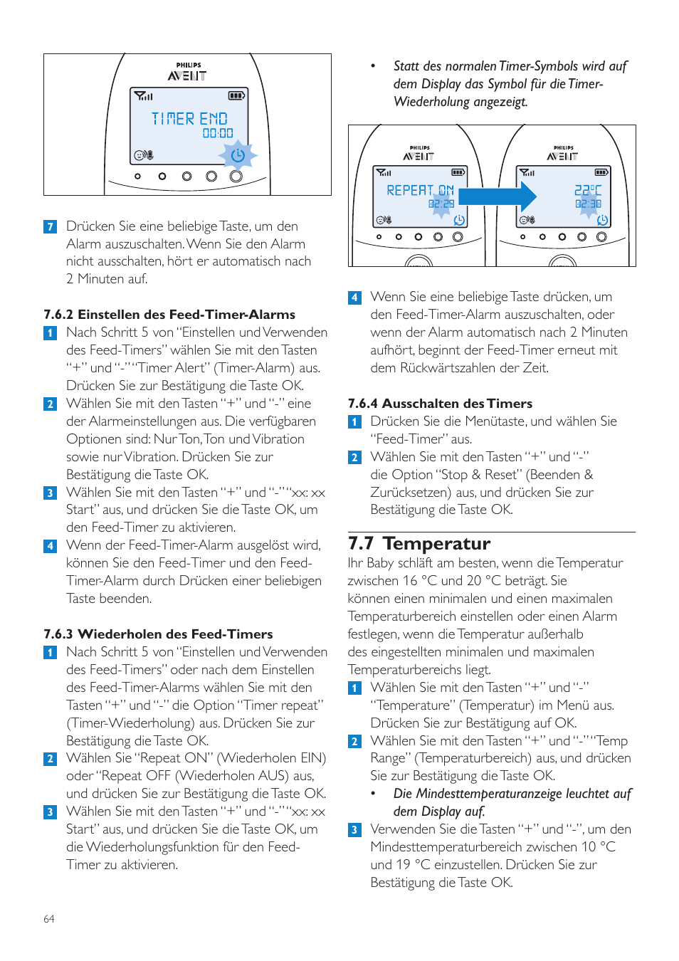 7 temperatur | Philips AVENT Écoute-bébé DECT User Manual | Page 64 / 328