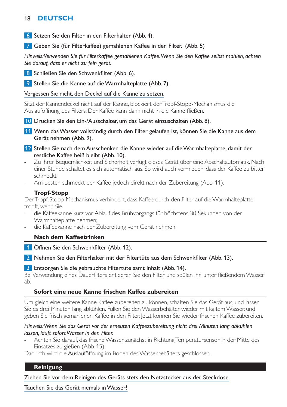 Philips Aluminium Collection Cafetière User Manual | Page 18 / 76