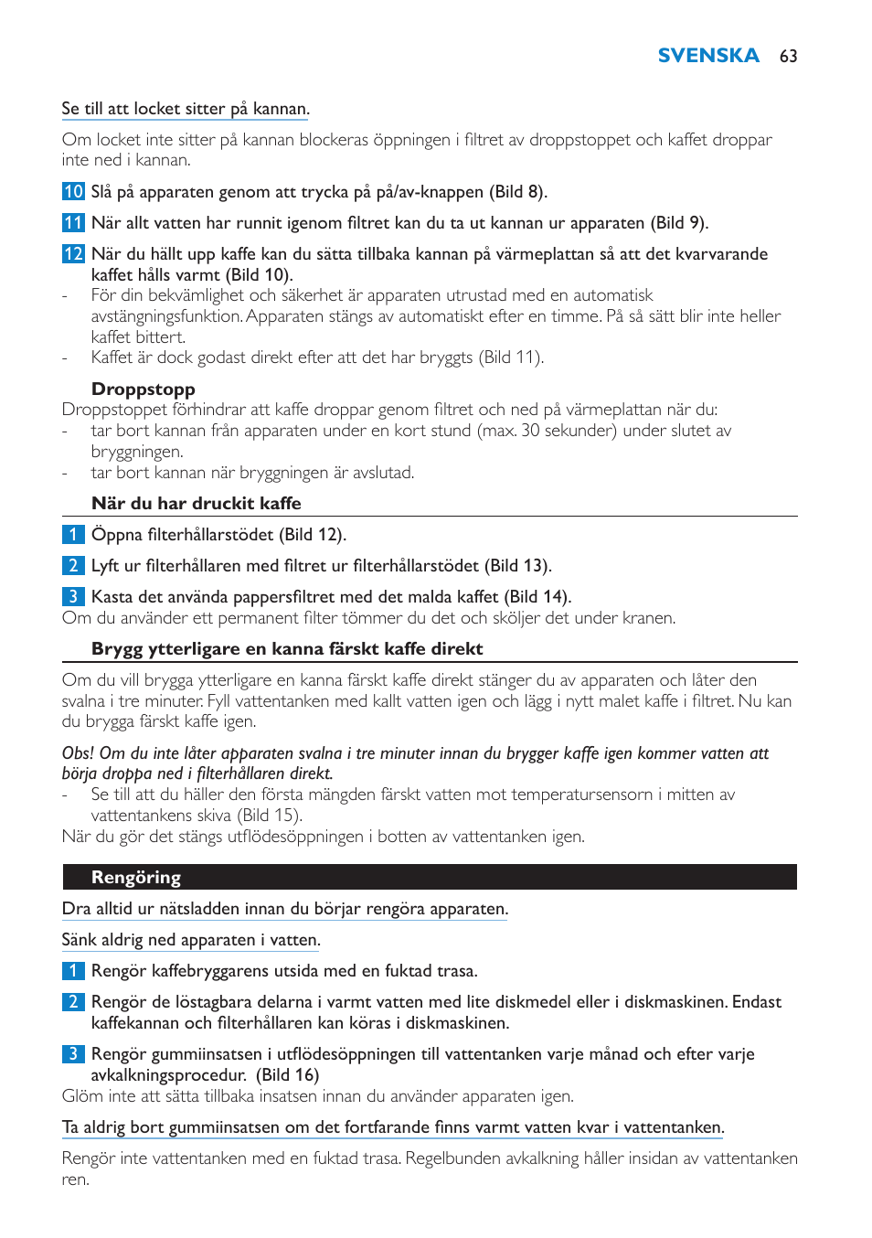 Philips Aluminium Collection Cafetière User Manual | Page 63 / 76