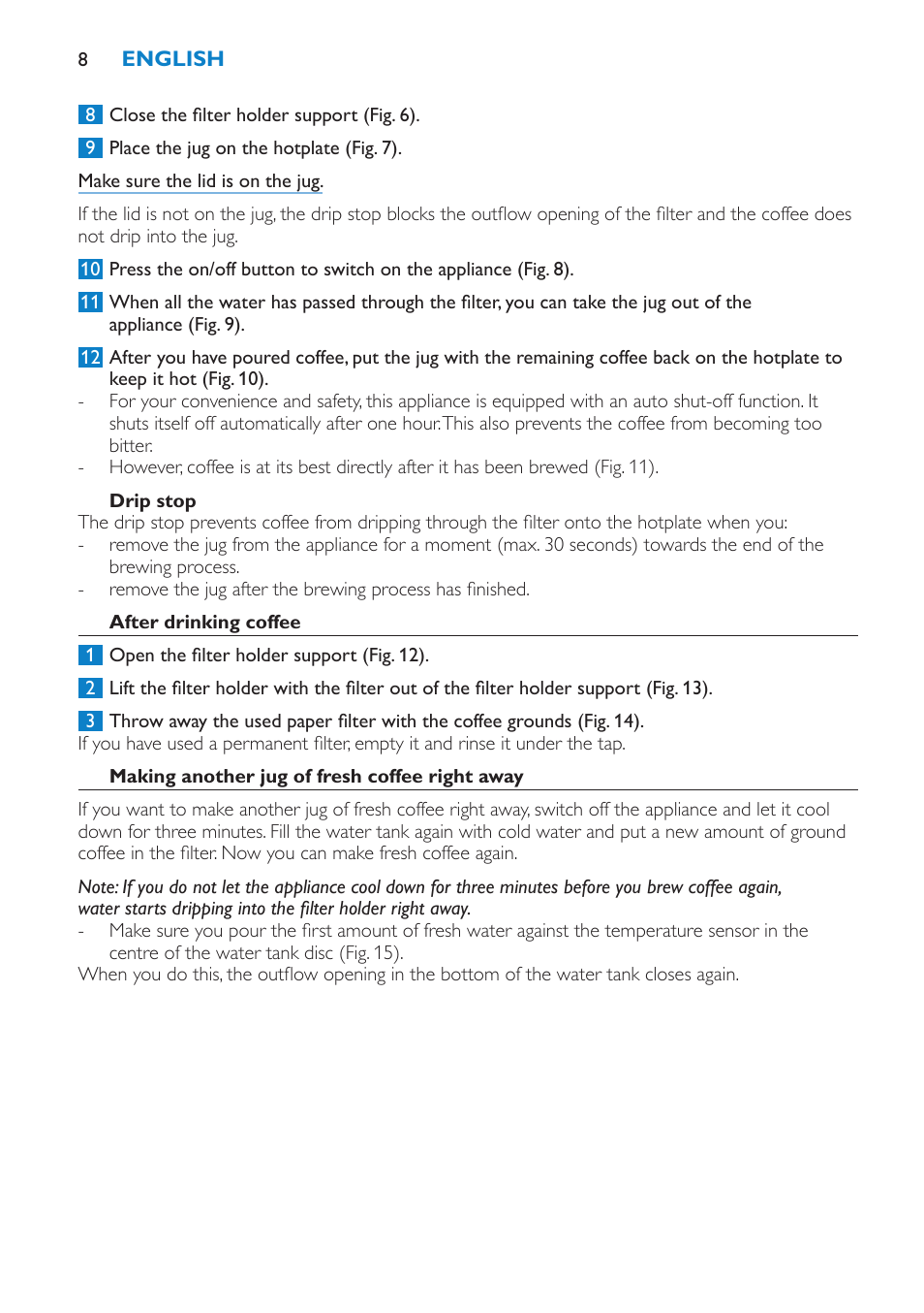 Philips Aluminium Collection Cafetière User Manual | Page 8 / 76