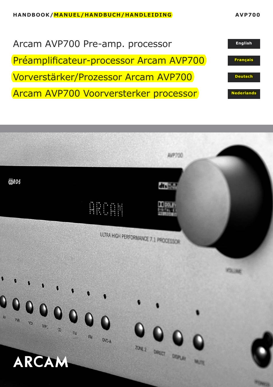 Arcam AVP700 User Manual | 43 pages