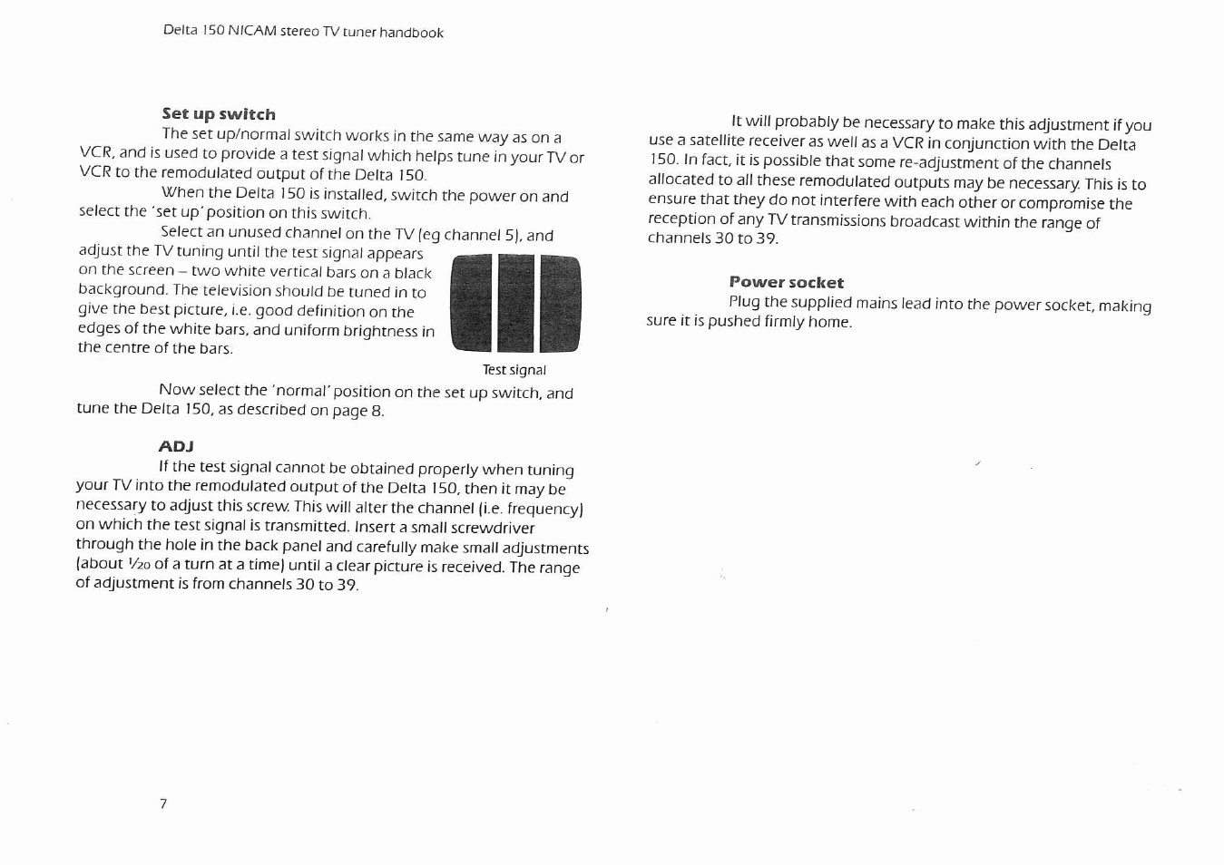 Set up switch, Power socket | Arcam Delta 150 NICAM User Manual | Page 9 / 18